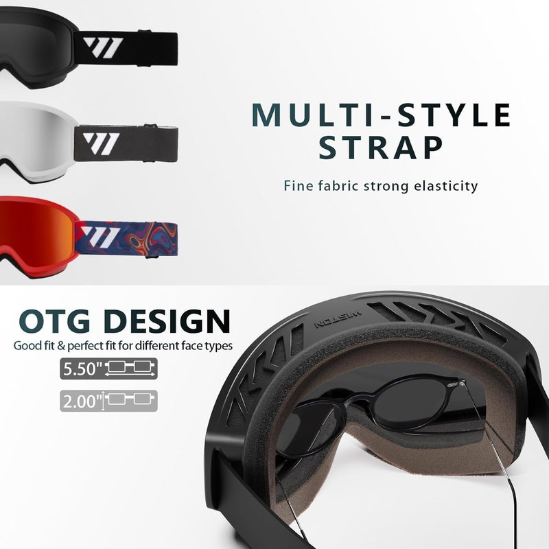 ISTON Ski Goggles - OTG Snow/Snowboard Goggles for Men, Women & Youth - 100% UV Protection W1 - Image 4